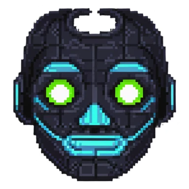 AI face with neon highlights, friendly but with a hint of spookiness sticker