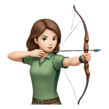 An archer drawing a bow and aiming an arrow at a target, with perfect focus and precision. The target is visible in the background, featuring concentric rings. The scene captures the concentration and skill involved in archery, emphasizing the elegance and accuracy of the sport. sticker