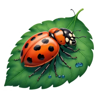  cute BLUE lady bug on leaf sticker