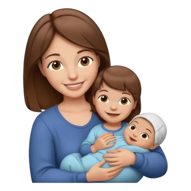 Mother holding infant brown hair fair skin sticker