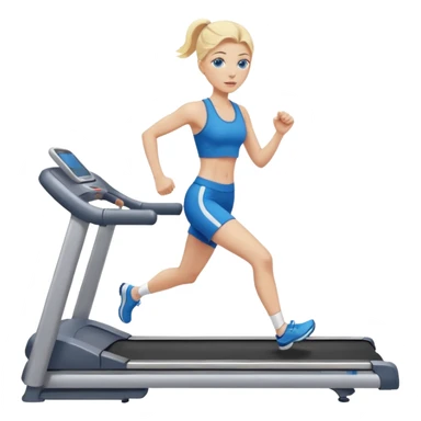 Une femme blonde yeux bleus qui cours sur un tapis de course sticker