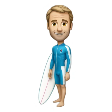 Macron avec une glace qui fait du surf sticker