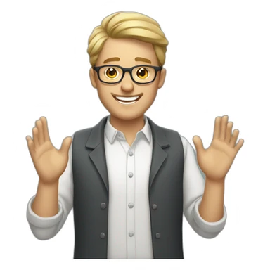 White man with glasses smiling and giving applauses by clapping hands  sticker