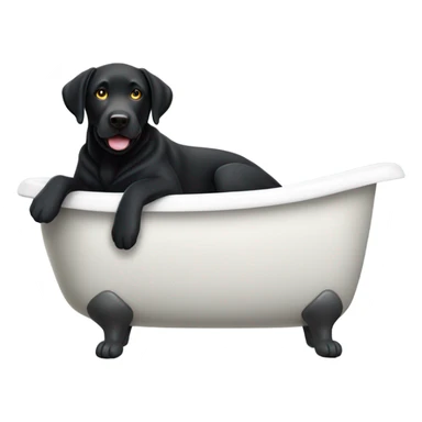 Black lab in bathtub  sticker