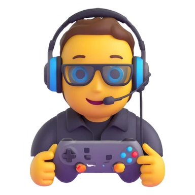 gaming emoji with a headset and joystick sticker