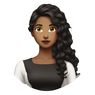 rear side of a brown women, with black hair, a white crop top, wavy long hair  sticker
