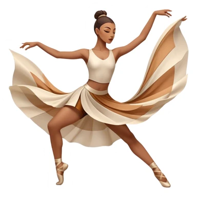 Icon for Contemporary Dance: a dancer in dynamic motion, wearing comfortable attire, with abstract shapes and movement lines in the background. The icon should represent the expressive and creative nature of contemporary dance. Transparent background. sticker
