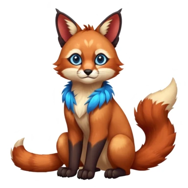 Colorful tropical blue exotic cute cool beautiful shiny beautiful fantasy-caracal-Gryphon-Cacomistle-Trico-Red-Panda-oncilla-animal-Fakémon-hybrid-fursona (full body) sticker