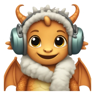 Cute baby dragon. Wearing mittens and earmuffs.  sticker