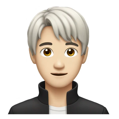white skin color japanese man with black anime hair, make it from shoulders and create only one emoji sticker