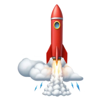 launching a rocket from a platform, with huge cloud  sticker