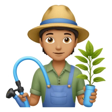 gardener watering with a hose sticker