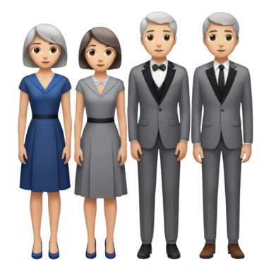 Three designers are standing in a triangular formation. The older woman with short hair is in the middle, and the other two, a young woman with medium-length hair and a man, are below her. sticker