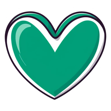 Beautiful elegant Maya-inspired heart symbol, refined clean geometric lines, sophisticated, dark green on white sticker
