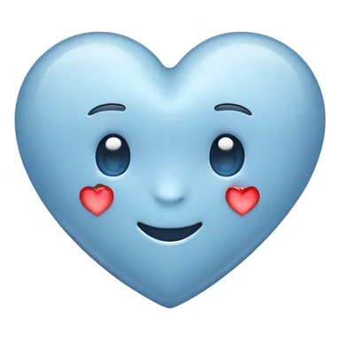 apple style emoji heart in soft muted blue, simple and light-hearted sticker