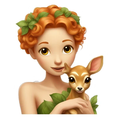 Beautiful ginger fairy with a baby fawn  sticker
