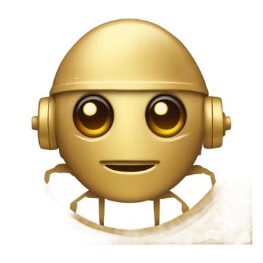 gold coin with robot design with brown eyes sticker