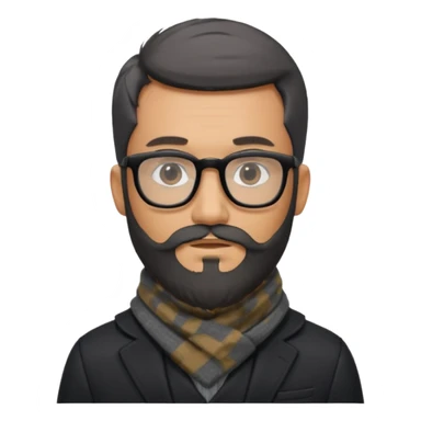 gray scarf male  beard hair with suit glasses sticker