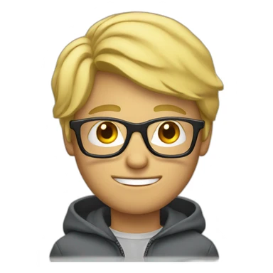 Blonde man with glasses behind notebook sticker