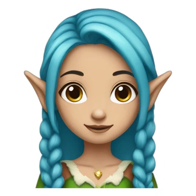 Elf girl with blue hair brown eyes sticker