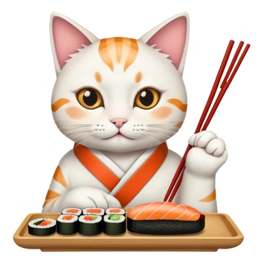 cat eating in a japanese restaurant sticker