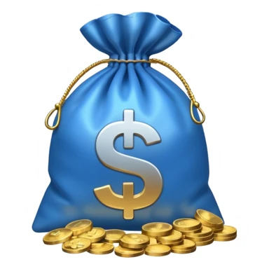 blue coins inside a money bag  sticker