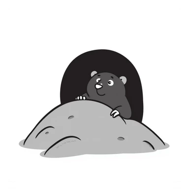 a hand drawn doodle of a mole peeking out of the earth sticker