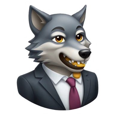 wolf biting his lip wearing a suit sticker