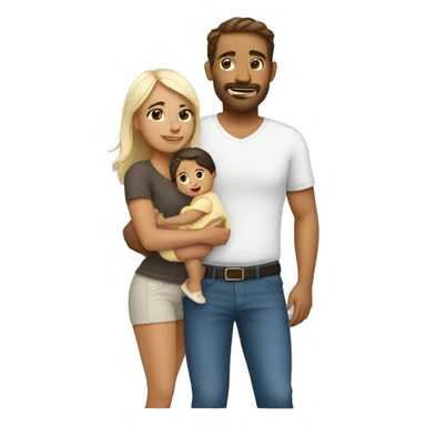 White man and Hispanic girl carrying a baby sticker
