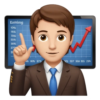 Mach mir einen Typen mit braunen haaren der an der börse als trader arbeitet der mit einer hand so von vorne nach rechts zeigt sticker