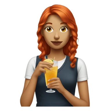 red haired young woman having a drink sticker