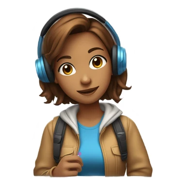 Brown hair gamer girl sticker
