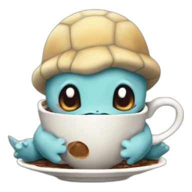 sad Squirtle with a cup of coffee sticker