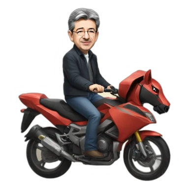 Jean Luc Mélenchon riding a pokémon sticker