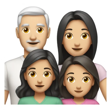 white dad and 3 asian daughters sticker