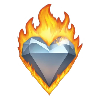 diamond heart on fire sticker