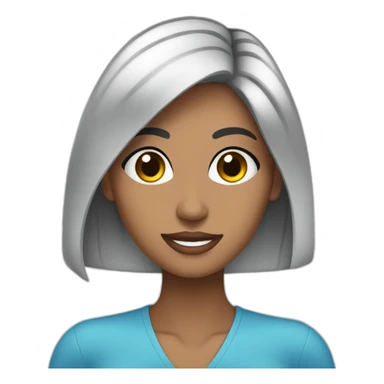 Mujer de cabello negro largo, ojos azules, cara hermosa, piel blanca, un poco cachetona  sticker