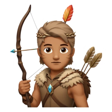 The classic hunter image with a bow and arrow on his back, dressed in brown with some animal made decorations sticker