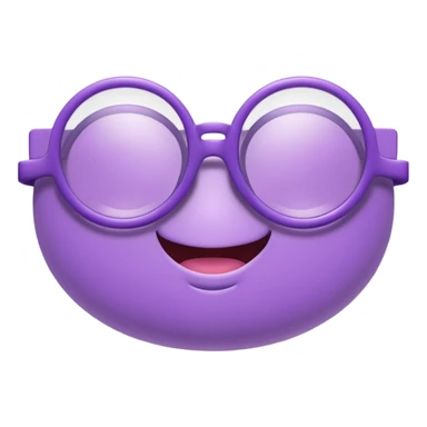 A 3D cartoon lavender-purple round spectacle with thin circular rims, clear lenses, soft shadow, Memoji-style rendering. sticker
