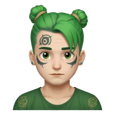 green hair bun and lots of face tattoo guy sticker
