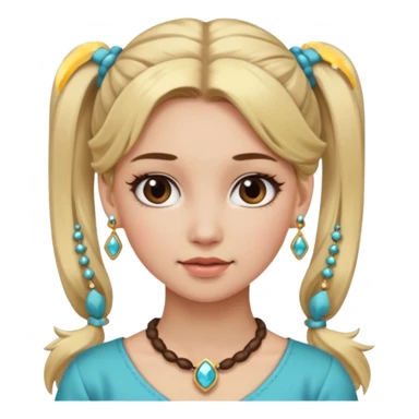 fancy blonde hair girl with ponytails brown makeup and jewellery sticker