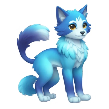 shiny, colorful, blue, gradient, Kemono-style, Chibi, Anthro-Fur-Sona-Fakémon, Full Body sticker