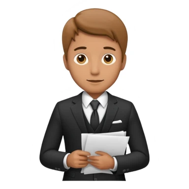 a man in a formal suit walks with papers in his hands sticker