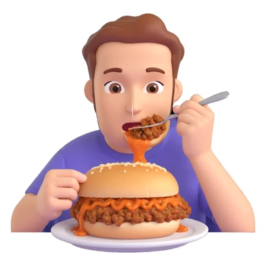person eating sloppy joe sticker