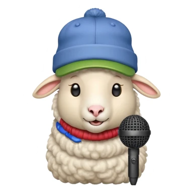 sheep with microphone and hat sticker