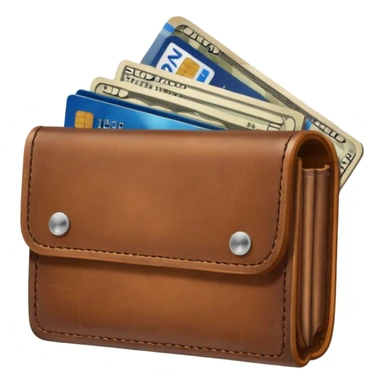 portefeuille marron avec pleins de billet et carte bancaire sticker