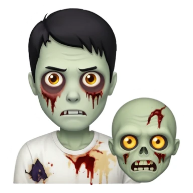 Guy with a white shirt, medium hair, the hair color is black and he’s a zombie sticker