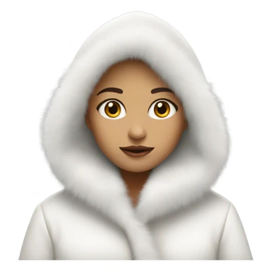 Girl in a big white fur coat with hood on sticker