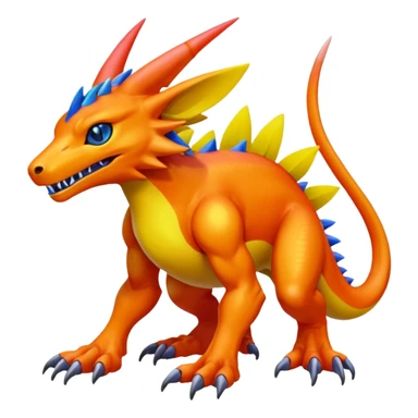  colorful modern Fakémon-Digimon-Vernid-creature (full body) sticker