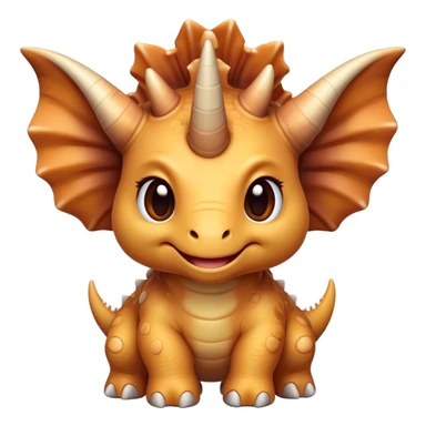 Cinematic Cute Triceratops Portrait Emoji, Head tilted playfully with a gentle smile, featuring a compact, sturdy body with three adorably prominent horns and a charmingly frilled head, Simplified yet irresistibly adorable features, highly detailed, glowing with a warm, inviting earthy glow, high shine, affectionate and lively, stylized with a touch of whimsical dinosaur charm, soft glowing outline, capturing the essence of a mischievous yet endearing Triceratops that seems as if it could trot out of the screen into your arms! sticker